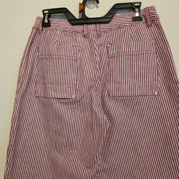 Vintage Riveted by Lee Capri Striped Red Wide Leg 100% Cotton Women's 6M - Picture 6 of 10